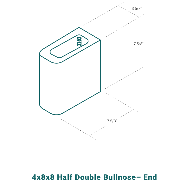 4 x 8 x 8 Half Double Bullnose - End